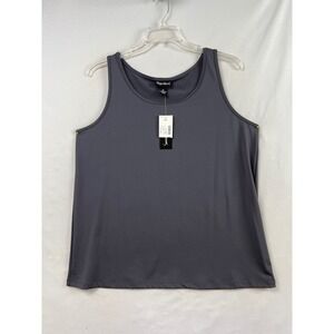 Maggie Barnes Tank Top Womens 0X Gray New Scoop Neck Stretch Basic Camisole